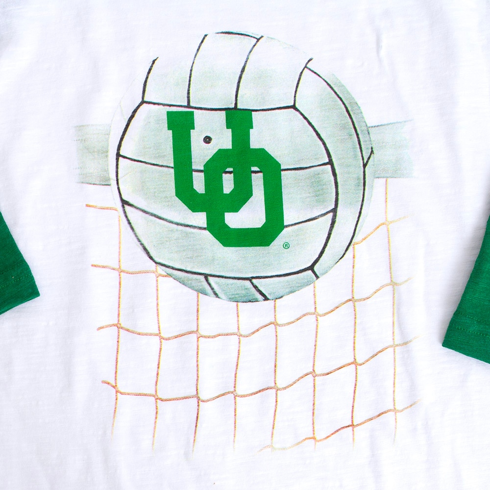 Interlocking UO, White, Raglan, Cotton, Kids, Youth, Volleyball, Wes and Willy, Volleyball, T-Shirt, 803279